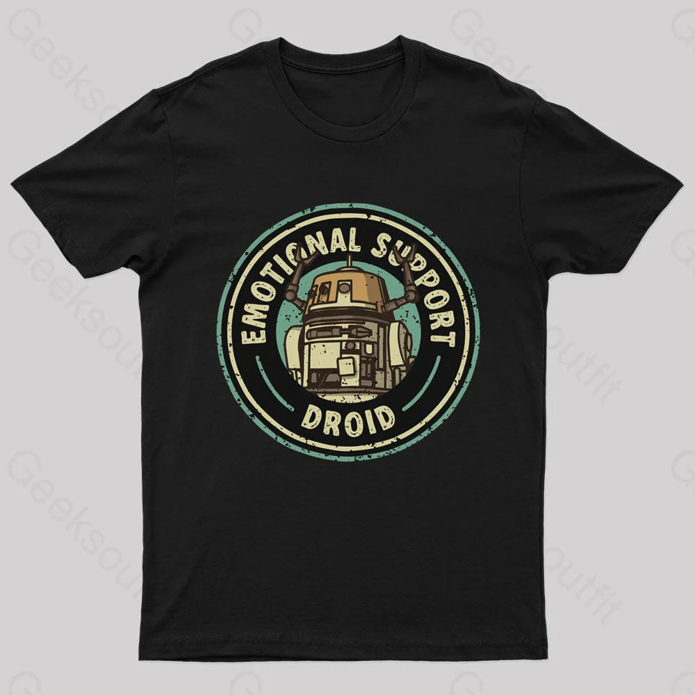 Emotional Support Droid Geek T-Shirt Black / S