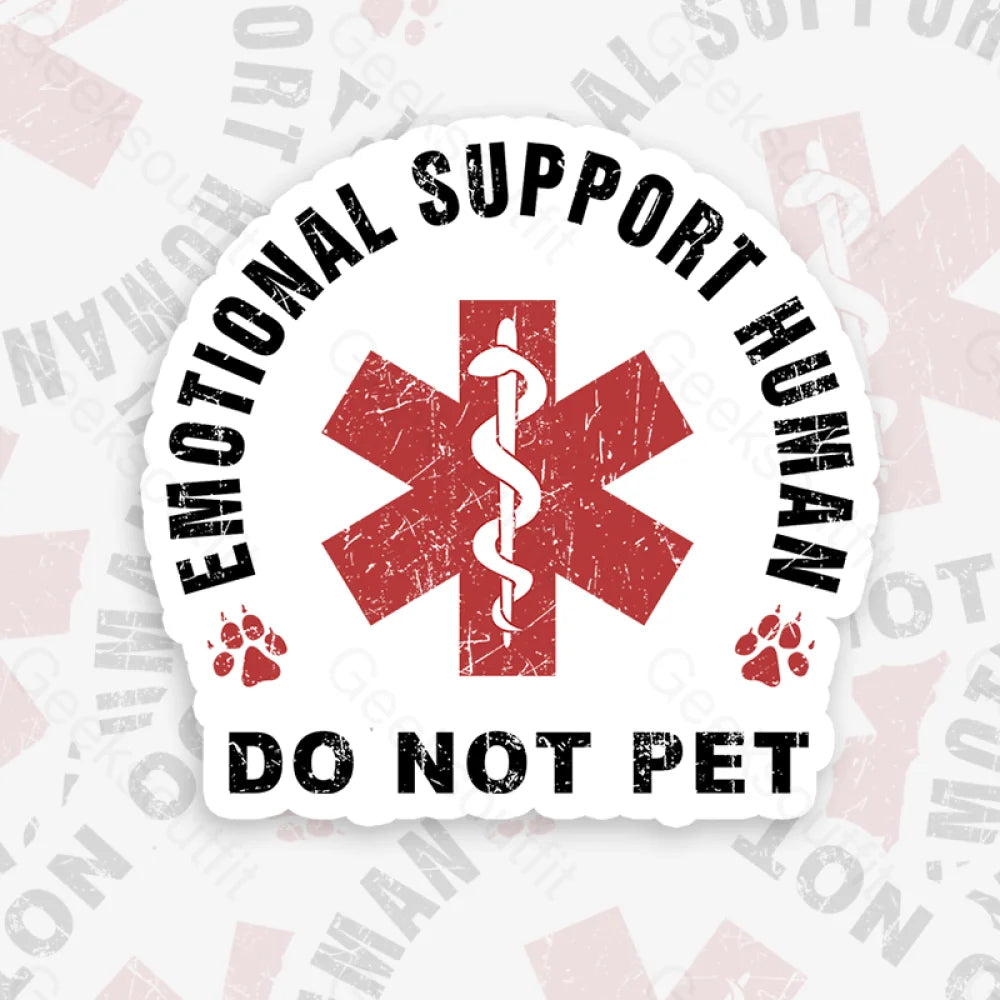 Emotional Support Human Geek Sticker 6Cm