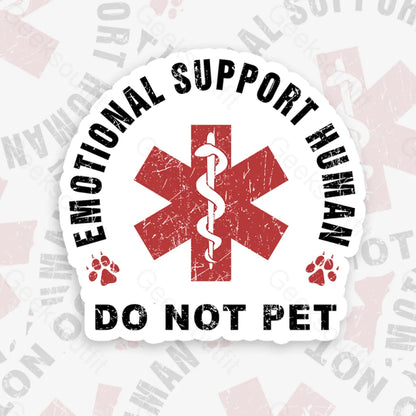 Emotional Support Human Geek Sticker 6Cm