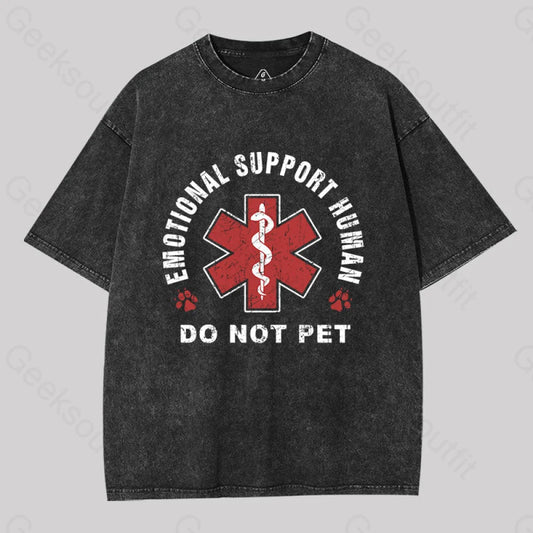 Emotional Support Human Geek Washed T-Shirt Black / S