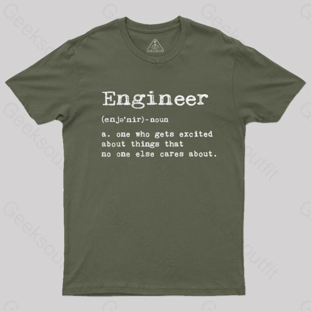 Engineer Definition Nerd T-Shirt Army Green / S