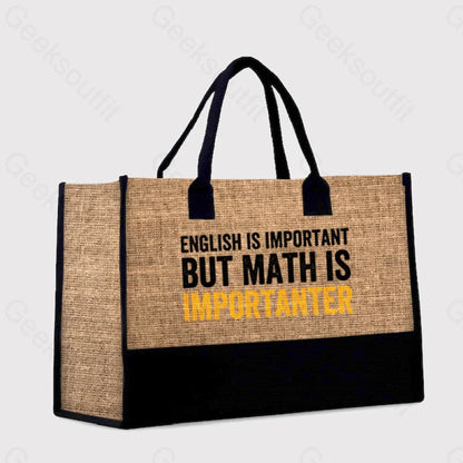 English Is Important But Math Importanter Cotton Tote Bag Brown