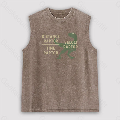 Equations Of Motion Science Velociraptor Unisex Washed Tank Brown / S