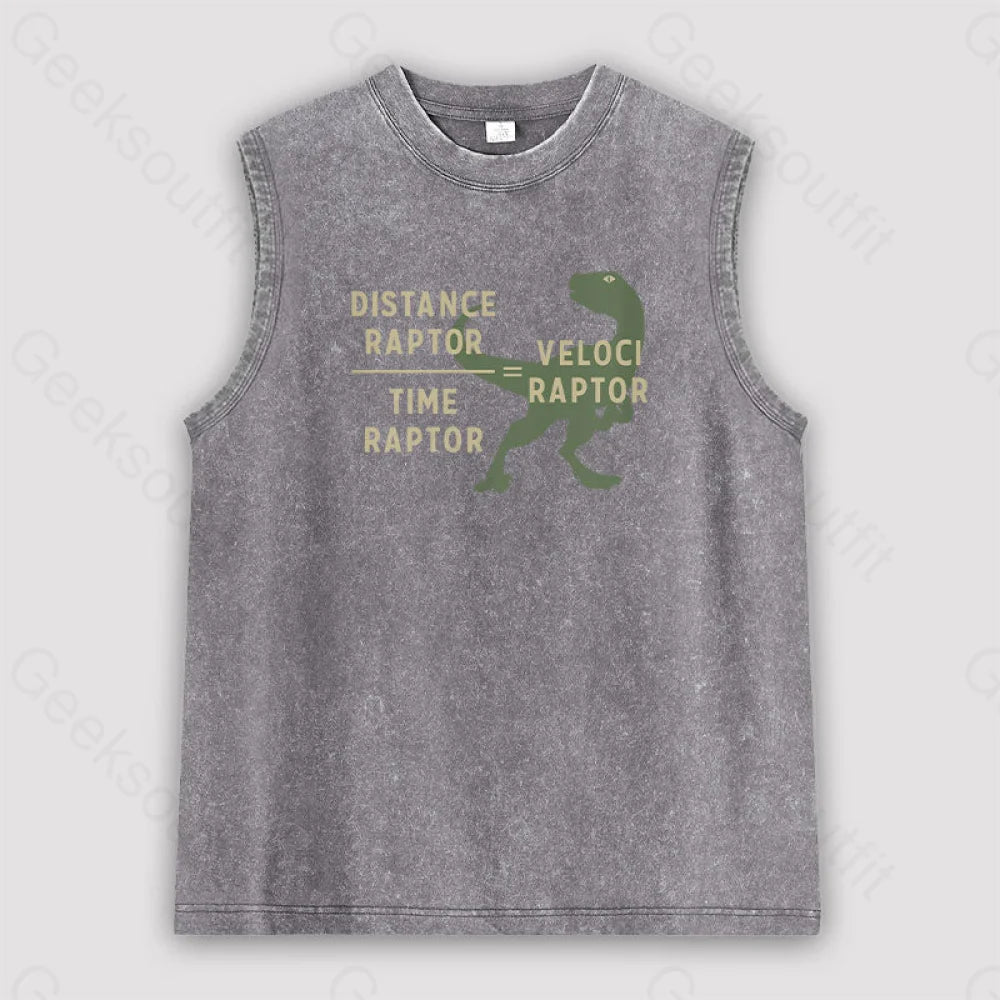 Equations Of Motion Science Velociraptor Unisex Washed Tank Grey / S