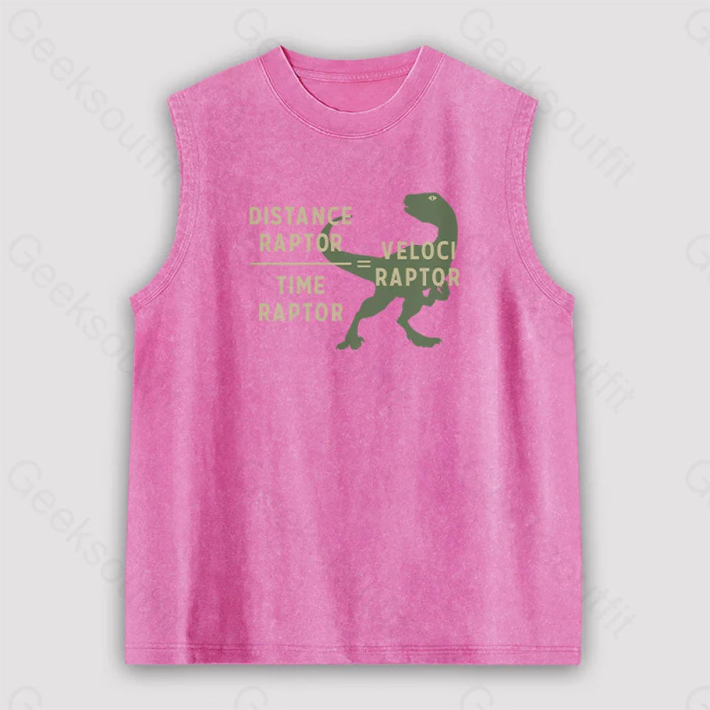 Equations Of Motion Science Velociraptor Unisex Washed Tank Pink / S