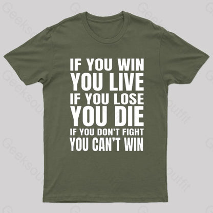 Eren Quotes Geek T-Shirt Army Green / S