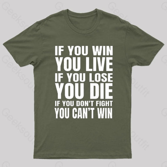 Eren Quotes Geek T-Shirt Army Green / S