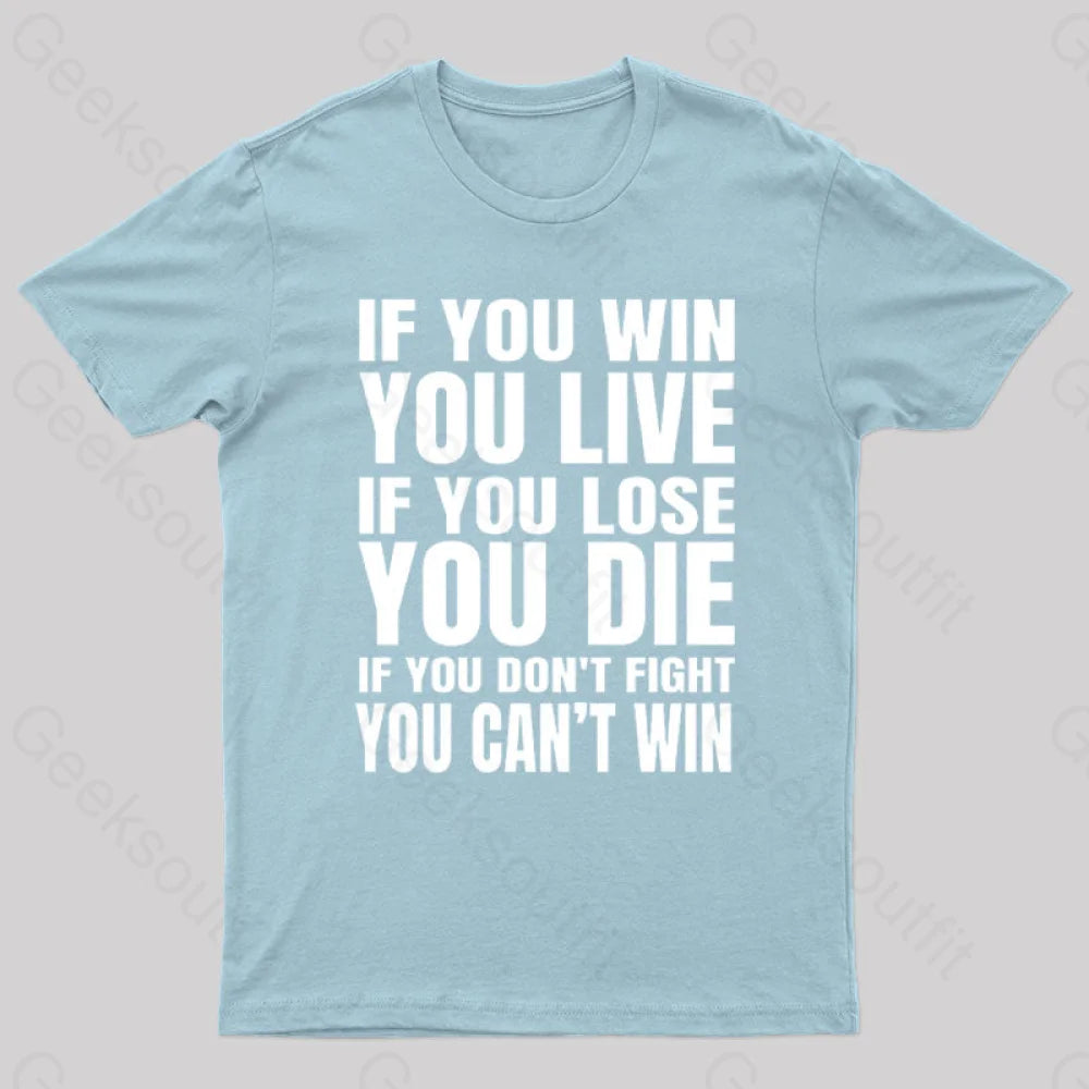 Eren Quotes Geek T-Shirt Light Blue / S