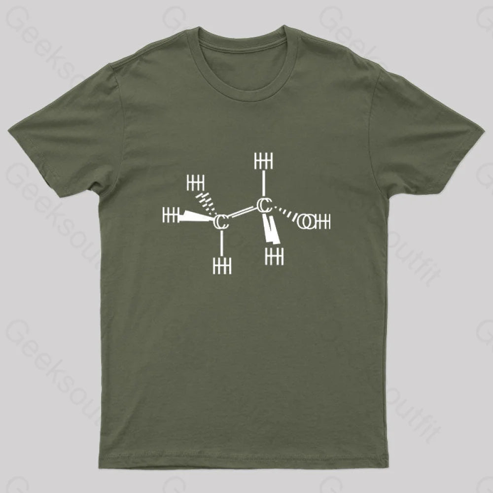 Ethanol Molecole As Seen Drunk Geek T-Shirt Army Green / S