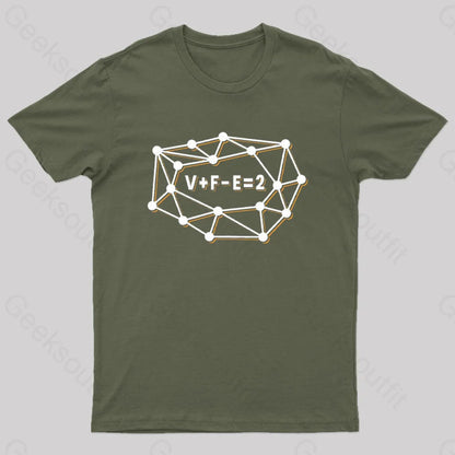 Euler’s Formula For Planar Graphs Geek T-Shirt Army Green / S