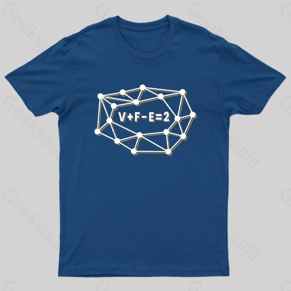 Euler’s Formula For Planar Graphs Geek T-Shirt Navy / S