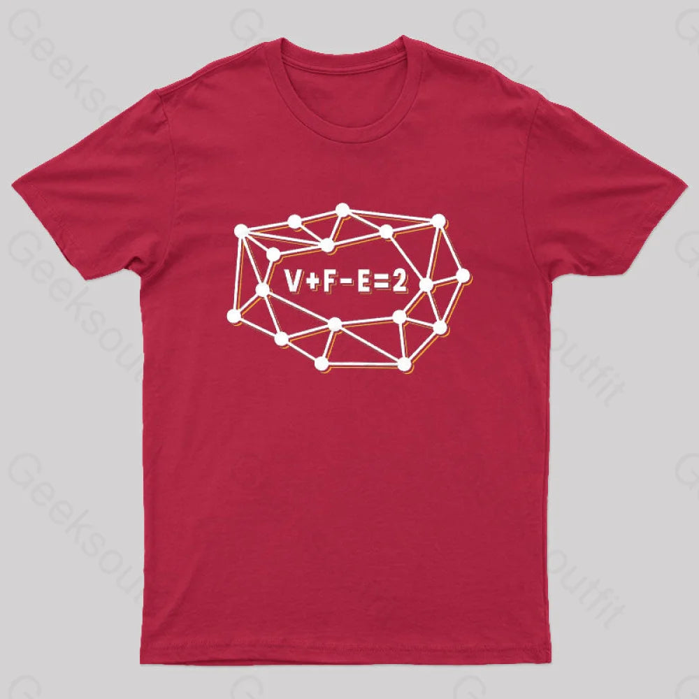 Euler’s Formula For Planar Graphs Geek T-Shirt Red / S