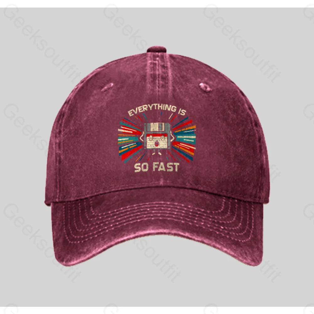 Everything Is So Fast Washed Vintage Baseball Cap Red