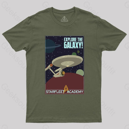 Explore The Galaxy Nerd T-Shirt Army Green / S