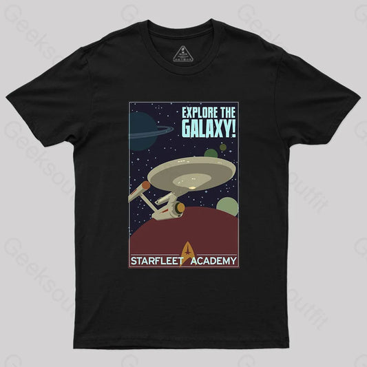 Explore The Galaxy Nerd T-Shirt Black / S