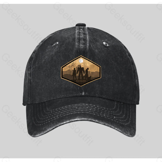 Explore Wasteland Washed Vintage Baseball Cap Black