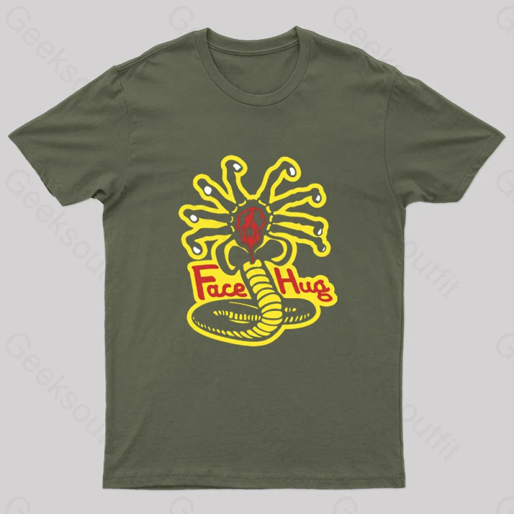 Face Hug Dojo Geek T-Shirt Army Green / S