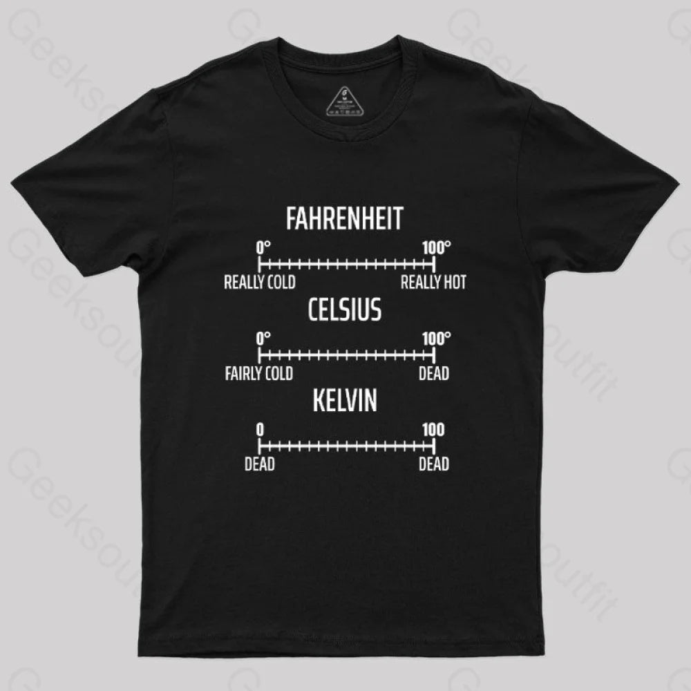 Fahrenheit Celsius Kelvin T-Shirt Black / S