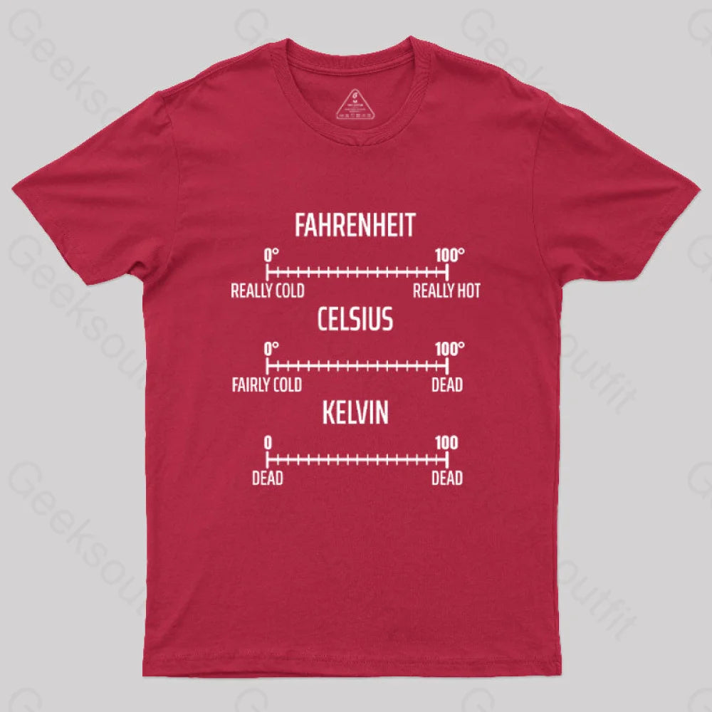 Fahrenheit Celsius Kelvin T-Shirt Red / S