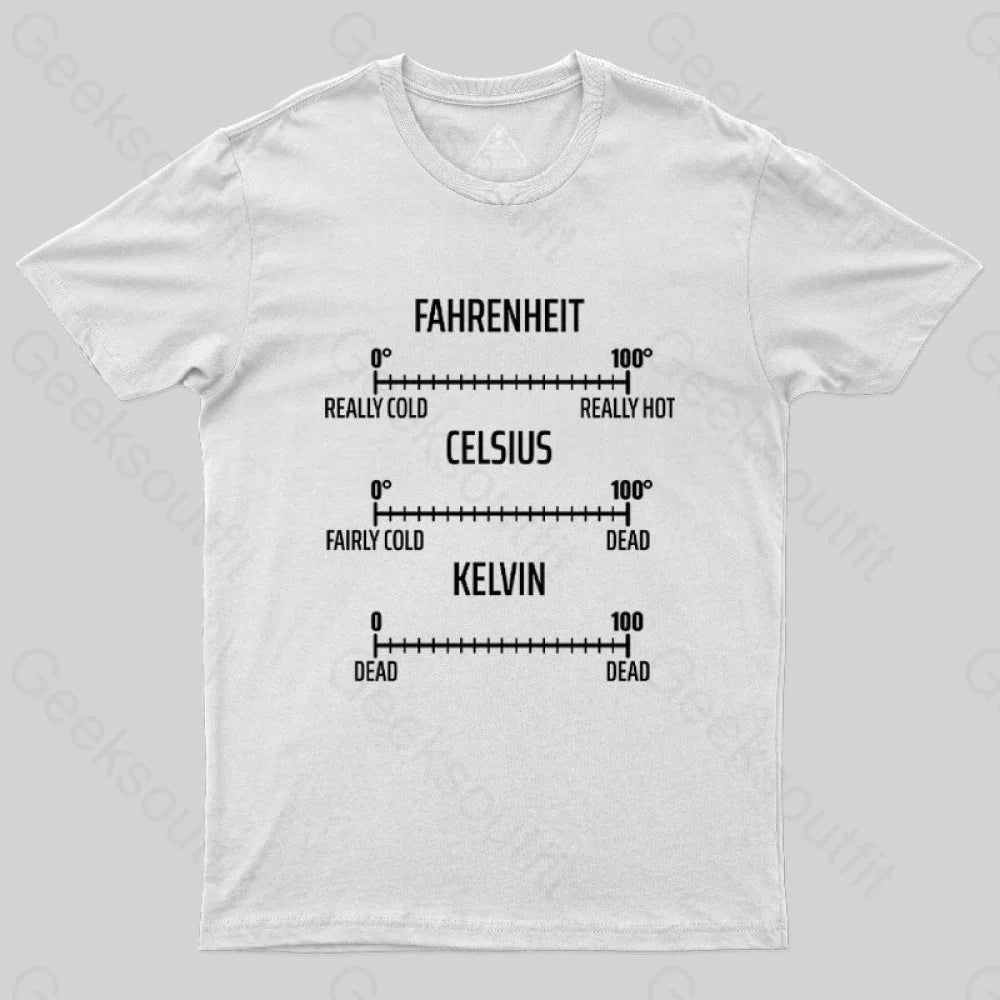 Fahrenheit Celsius Kelvin T-Shirt White / S