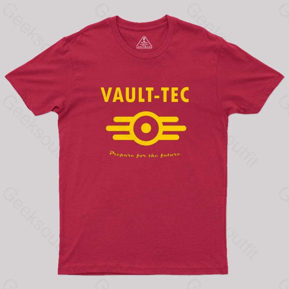 Fallout 4 Vault-Tec Logo Essential Geek T-Shirt Red / S