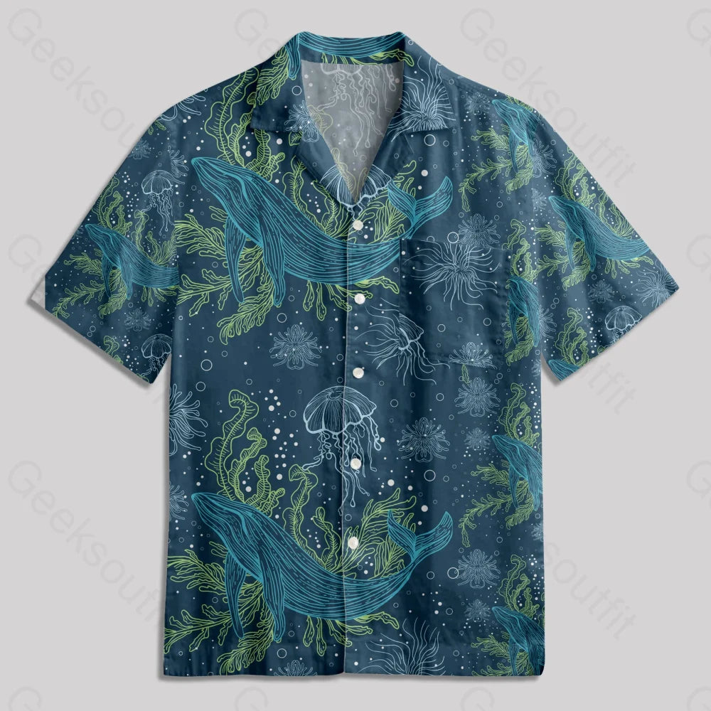 Fantastic Marine Life Button Up Pocket Shirt Hawaiian / S Bus306 Yc