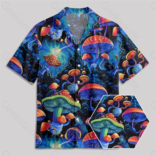 Fantasy Mushroom Forest Button Up Pocket Shirt Yc