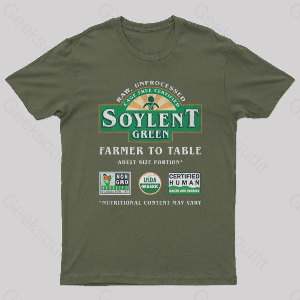 Farmer To Table Nerd T-Shirt Army Green / S