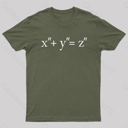 Fermat’s Conjecture Geek T-Shirt Army Green / S