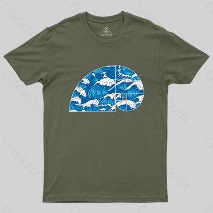 Fibonacci Spiral T-Shirt Army Green / S