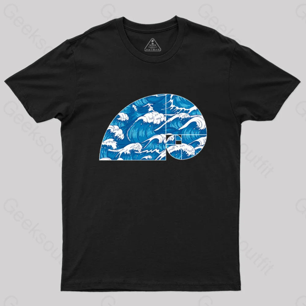 Fibonacci Spiral T-Shirt Black / S