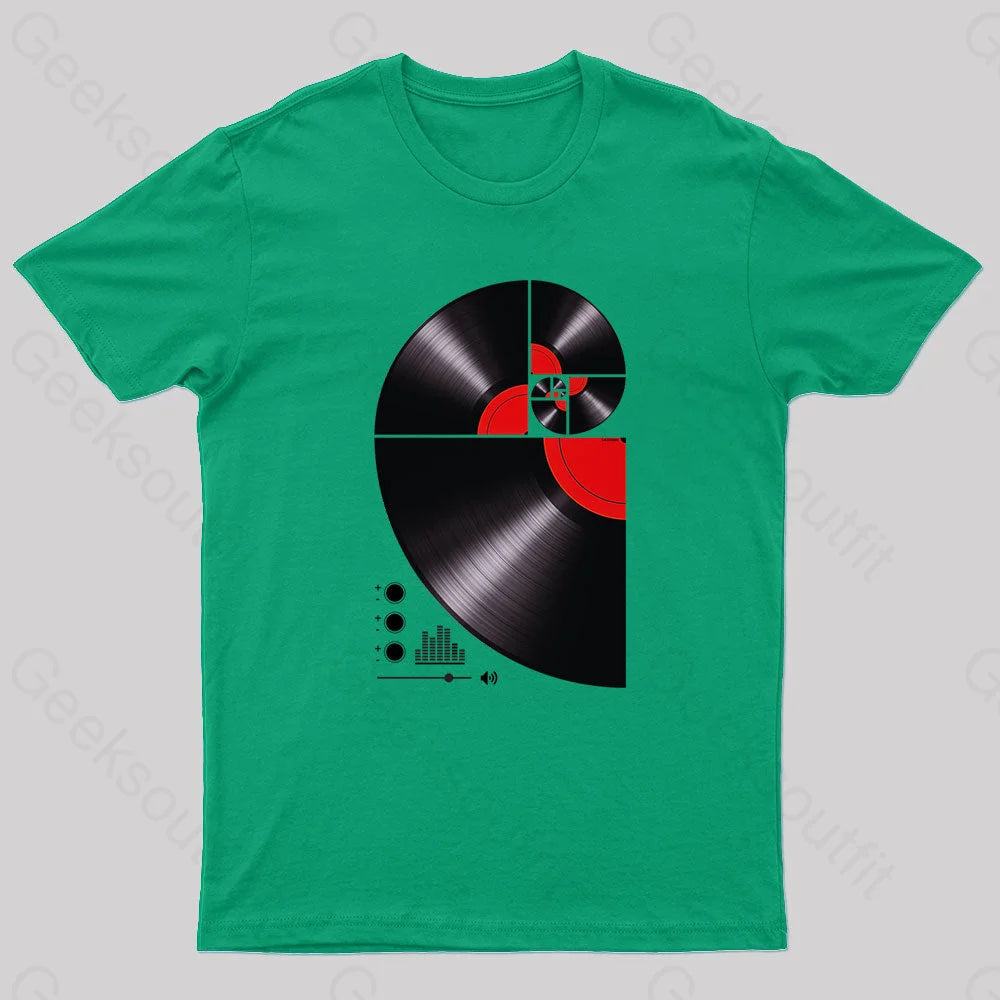 Fibonacci Spiral Vinyl Geek T-Shirt Green / S