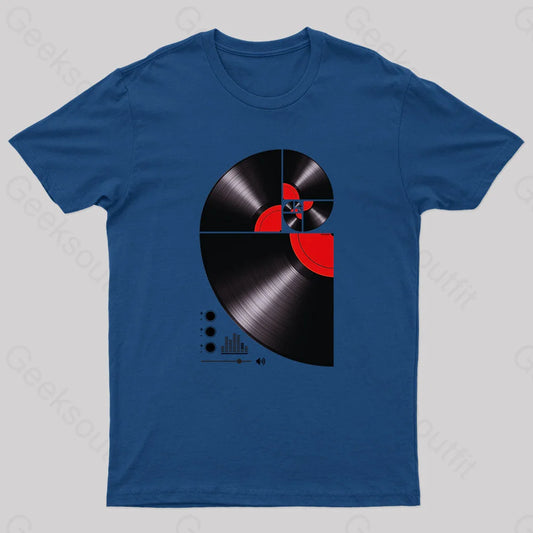 Fibonacci Spiral Vinyl Geek T-Shirt Navy / S