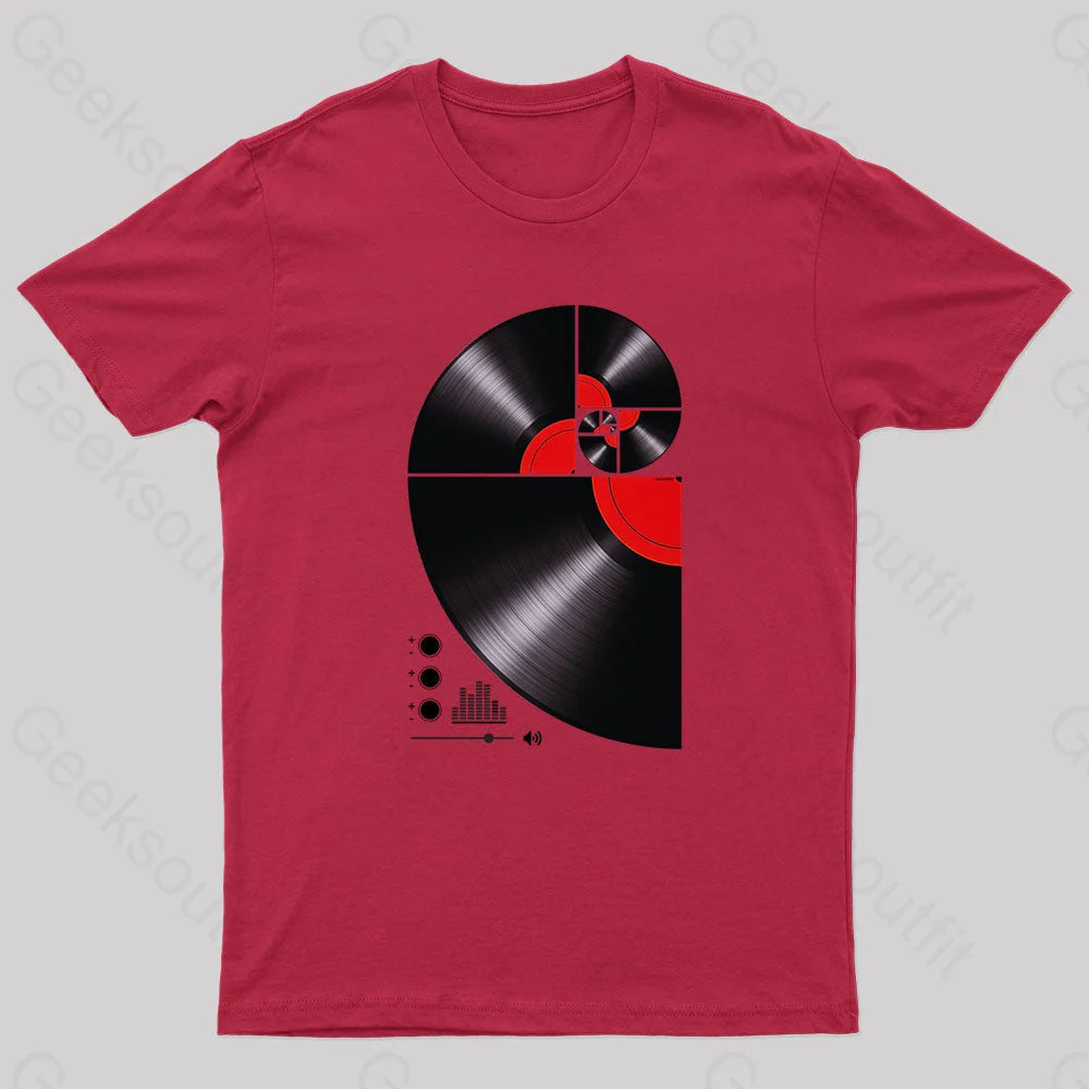 Fibonacci Spiral Vinyl Geek T-Shirt Red / S