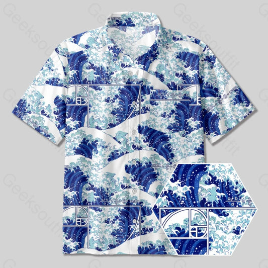 Fibonacci Waves Button Up Pocket Shirt - Geeksoutfit