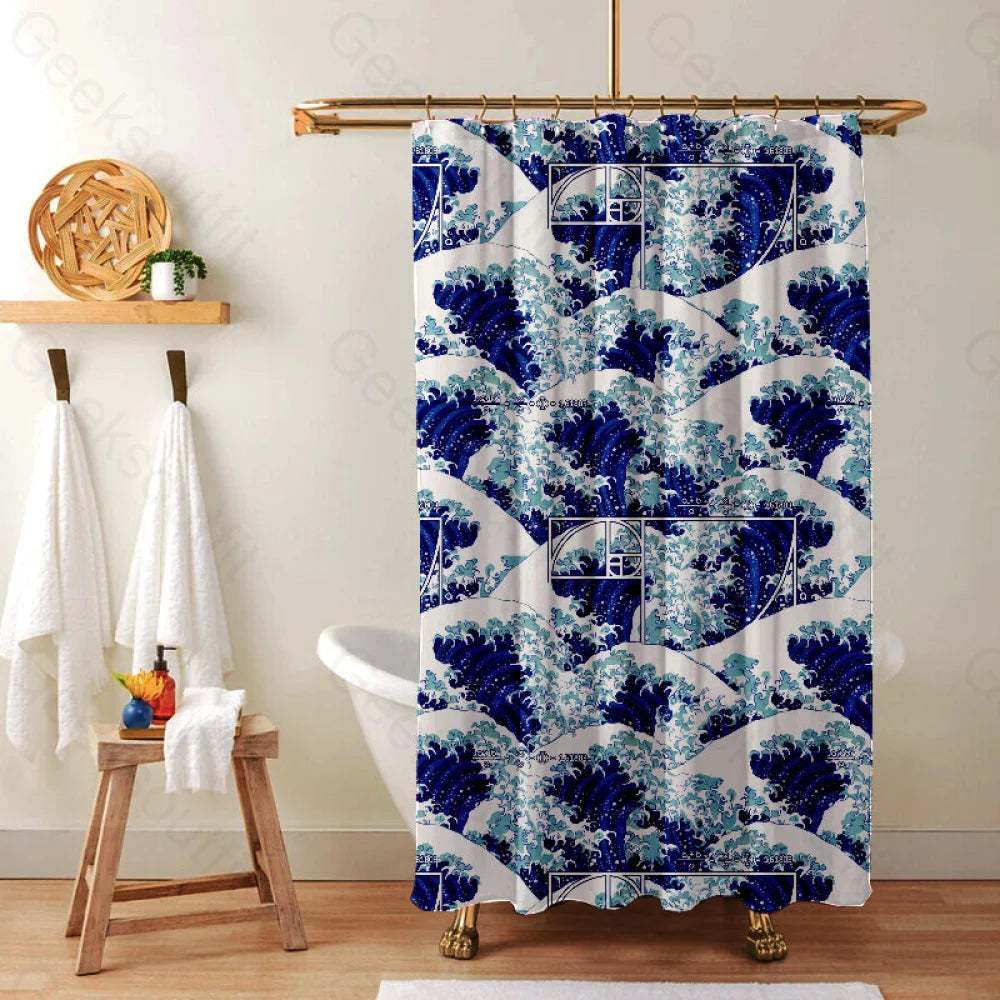 Fibonacci Waves Shower Curtain