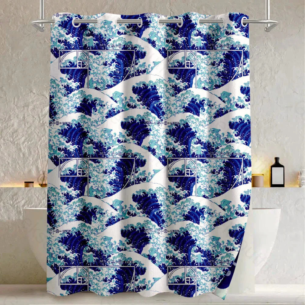 Fibonacci Waves Shower Curtain 90*180Cm(36*71In) / Geeksc001