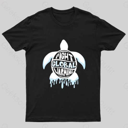 Fight Global Warming Turtle T-Shirt Black / S