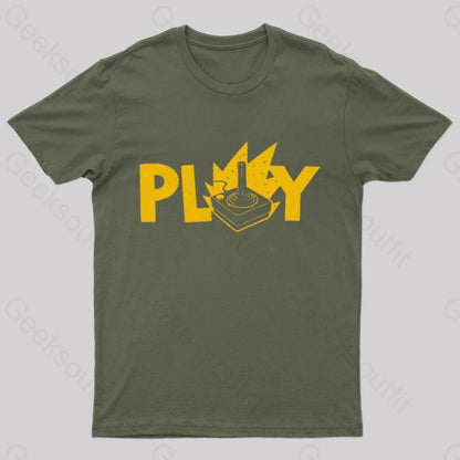 Flaming Joystick Geek T-Shirt Army Green / S