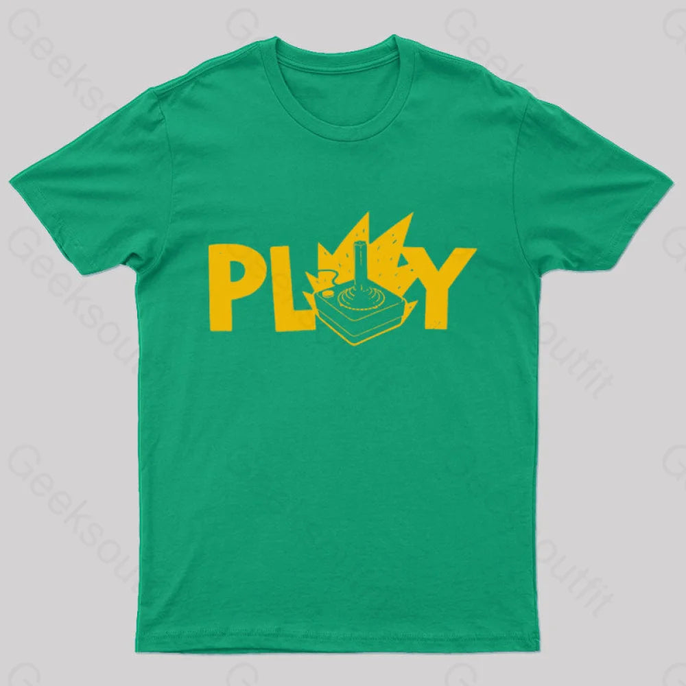 Flaming Joystick Geek T-Shirt Green / S