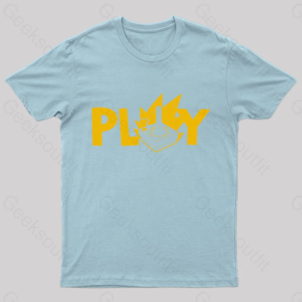 Flaming Joystick Geek T-Shirt Light Blue / S