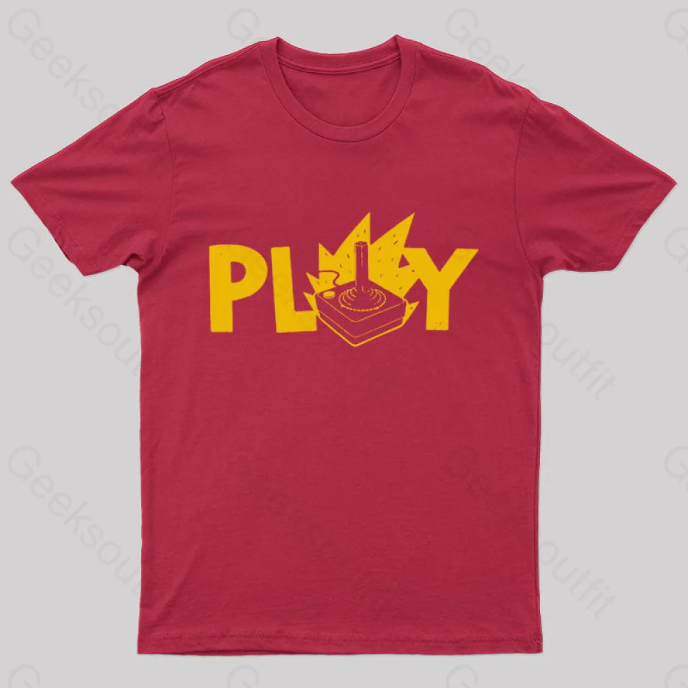 Flaming Joystick Geek T-Shirt Red / S