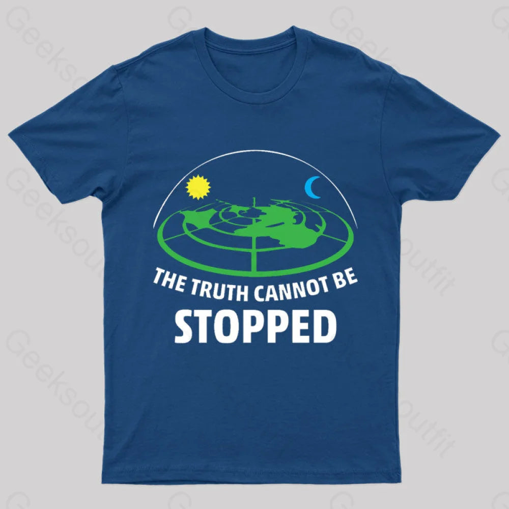 Flat Earth Theory Nerd T-Shirt Navy / S