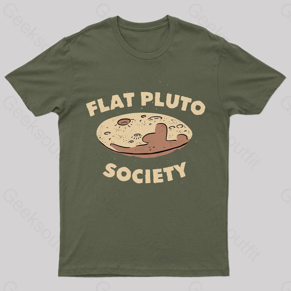 Flat Pluto Society Geek T-Shirt Army Green / S