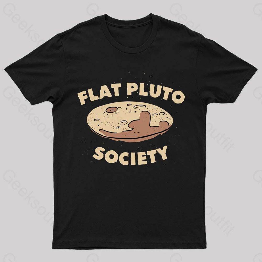 Flat Pluto Society Geek T-Shirt Black / S