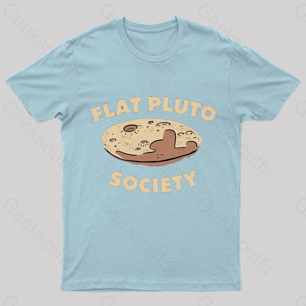 Flat Pluto Society Geek T-Shirt Light Blue / S