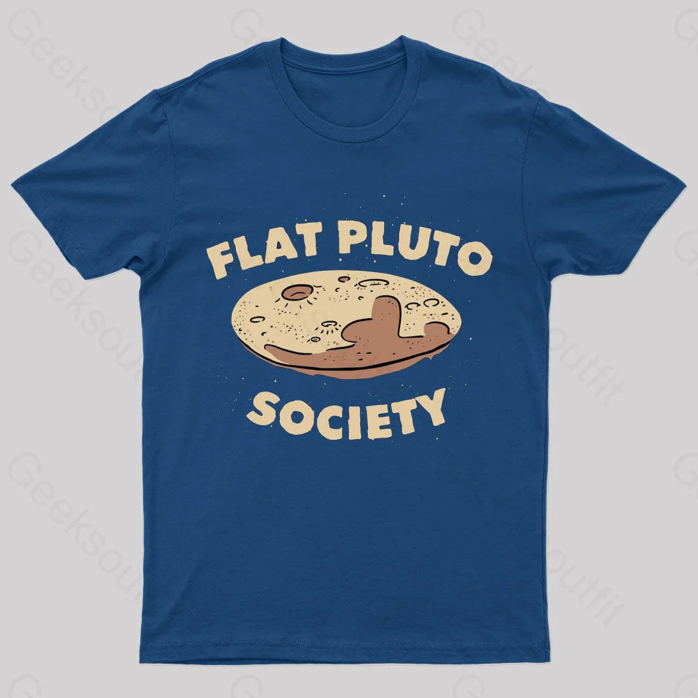 Flat Pluto Society Geek T-Shirt Navy / S