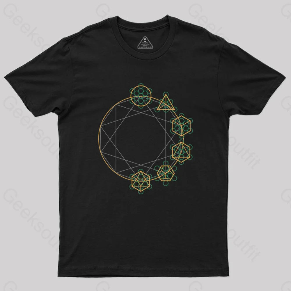 Flower Of Life Psychedelic T-Shirt Black / S