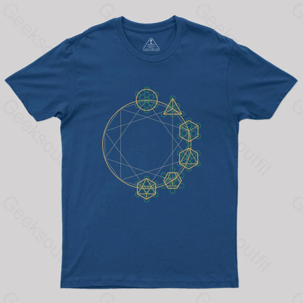 Flower Of Life Psychedelic T-Shirt Navy / S