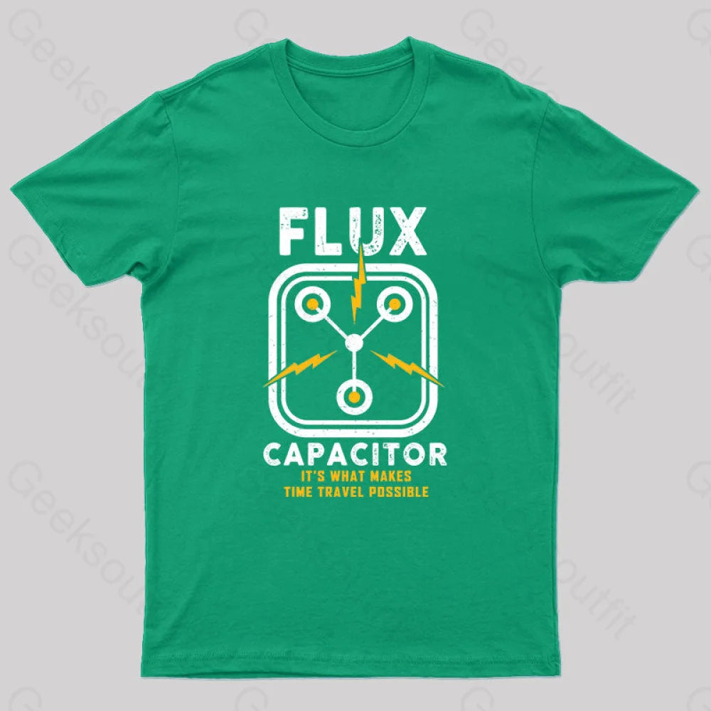 Flux Capacitor A Journey Through Time Classic Nerd T-Shirt Green / S Yc